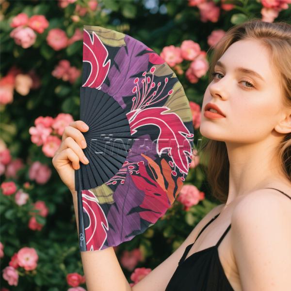 23cm Wooden Bamboo Hand Folding Fan for Wedding Fan Rave Party Folk Art Festival Hand Held Fans