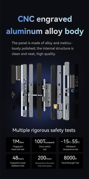 Glomarket Security Cerradura Inteligente Security Home Automatic Electric Wifi Fingerprint Digital Tuya Smart Door Lock
