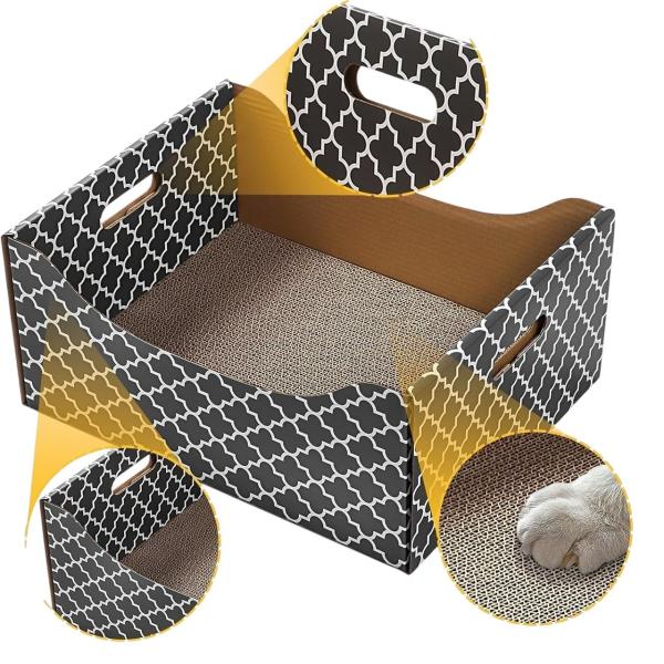 Heavy Duty Double-Sided Cardboard Cat Scratcher Bed Indoor Cats' Refillable Scratch Pad and Tree