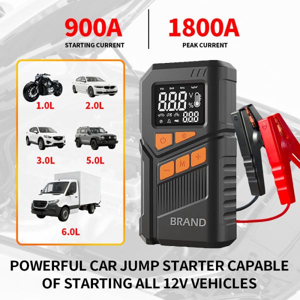 150 PSI Portable Tire Inflators Jump Starter 12000 MAh 12V Car Battery Booster Smart Jumper Cables