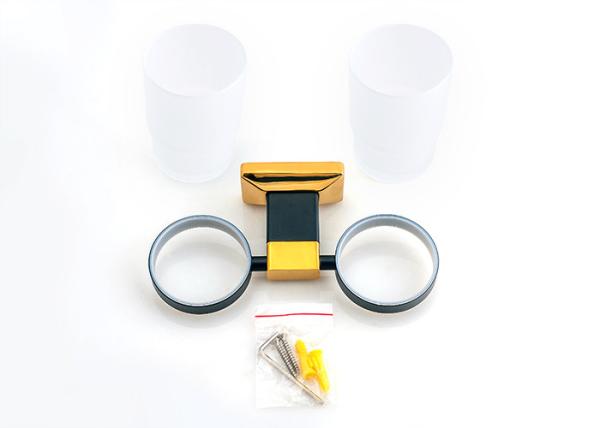 Decorative Bathroom Accessory Double Tumbler Holder Gold Plate and Paint