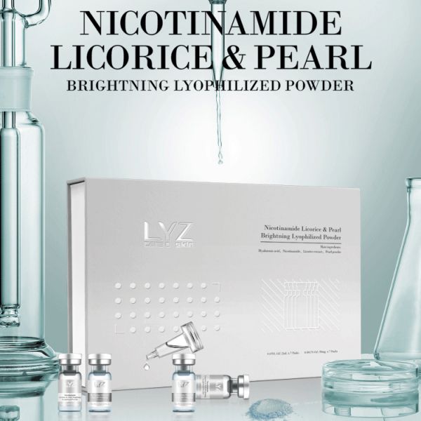 LYZ Factory Wholesale Anti-Aging Firming Microneedle Ampoule Serum Freeze Dried Niacinamide Pearls Whitening Commercial