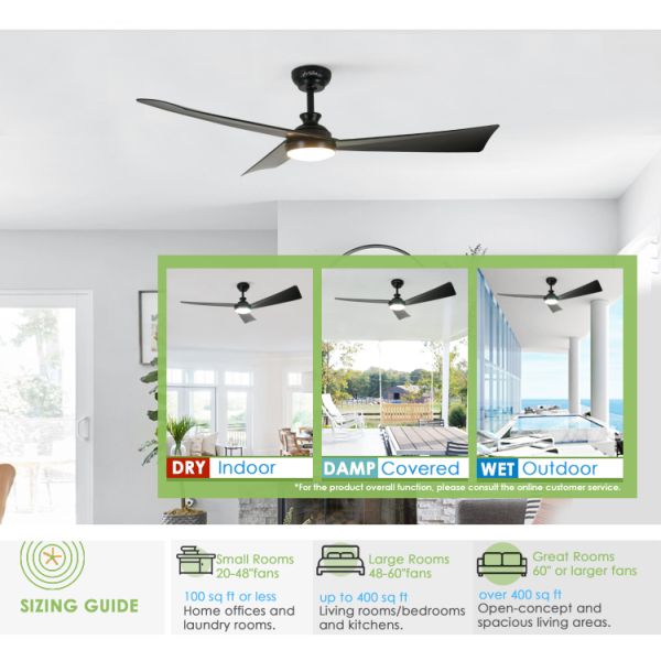 Fã de teto da luz do diodo emissor de luz de um Dimmable de 52 polegadas com velocidade do controlo a distância 6 das luzes