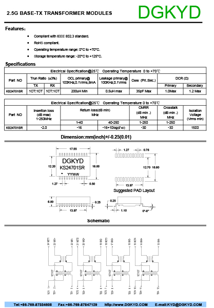 2.5G Isolated Transformers
