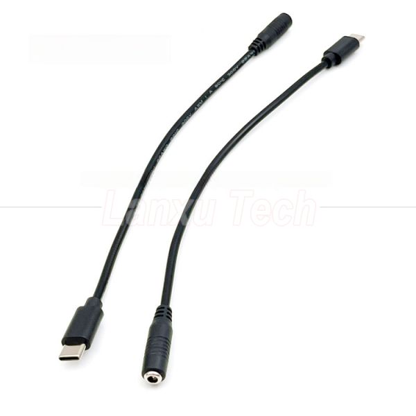 5V Tipo C a CC 3.5x1.35mm 5.5x2.1mm Cable de extensión de carga de energía para ventilador de lámpara de escritorio LED