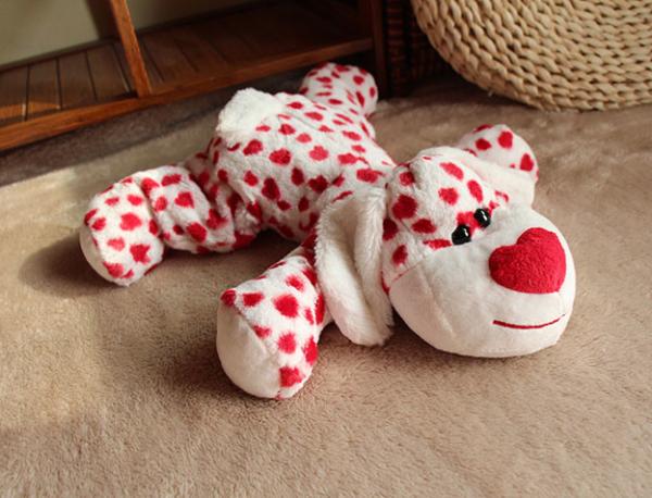 Lovely Valentines Day Stuffed Toys / Animal Dog Stuffed Push Toys For Celebration 35cm