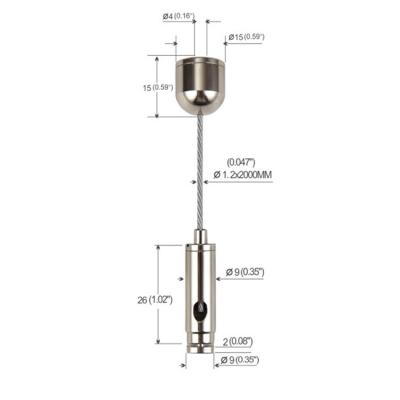 système d'éclairage suspendu par 1.2mm de câble YW86006 en laiton nickelé