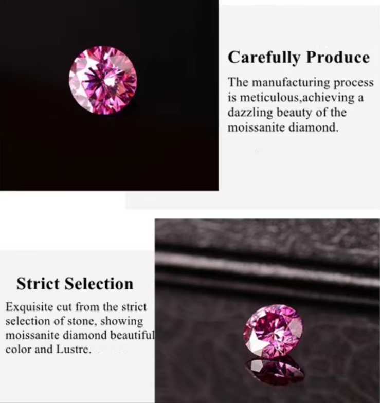 Fábrica Grosso Rosa Moissanite Diamante Redondo Brilhante Corte 3.0mm-12.0mm VVS1 moissanite soltas pedras 4 quilates anel