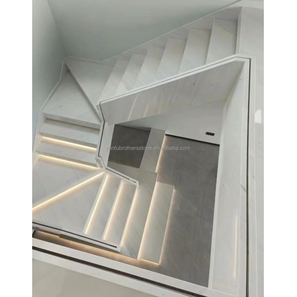 Indoor Villa Modern Natural Stone Stairs Design for Polished Straight Steps