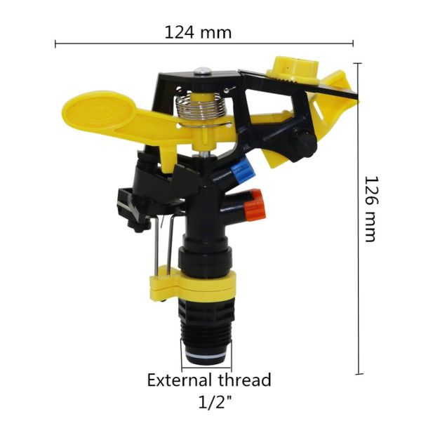 Double Water Nozzles Rocker Irrigation Sprinkler Heads Adjustable For Garden Lawn