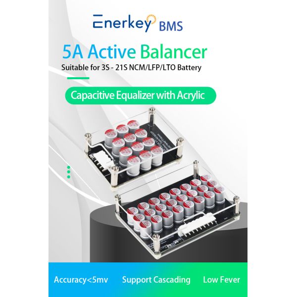 Enerkey 5A 3S 4S 5S 6S 7S 8S 9S 10S 12S 14S 16S 17S 21S Lithium Active Equalizer with Acrylic Plate Li-ion/Lto/Lifepo4 Battery Balancer for Scooter