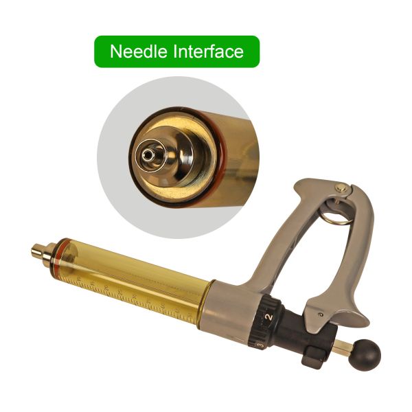 50ML Semi Automatic Livestock Syringe, 5 Gears Adjustable Continuous Repeating Syringe, Suitable for Farm Ranch Cattle Cow Horse Goat Sheep Hog