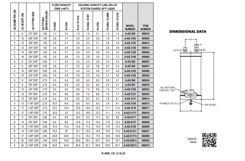 Emerson A-AS597 аккумулятор охладителя для всасывающей линии с 9 в высоте