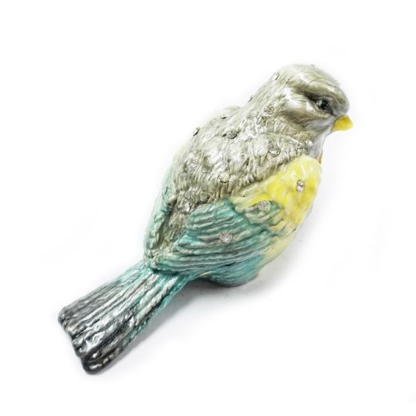 Bird jeweled trinket box enamel rhinestone bird jewelry box container bird figurine