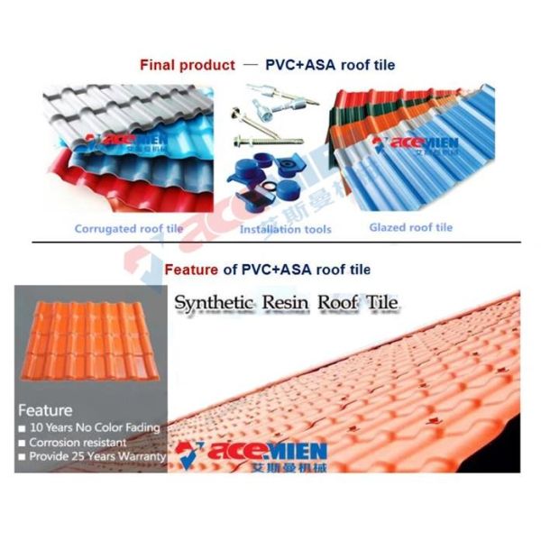 PVC + ASA Corrugated ABB 1.5MM Plastic Roof Tile Making Machine