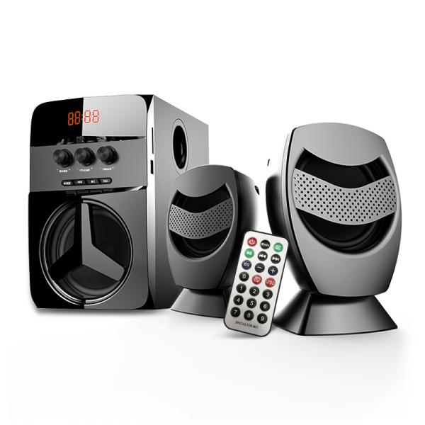 20W 5W * 2 Output Wooden Professional Audio System 2.1 USB FM BT Remote Control Subwoofer Active Column Speaker