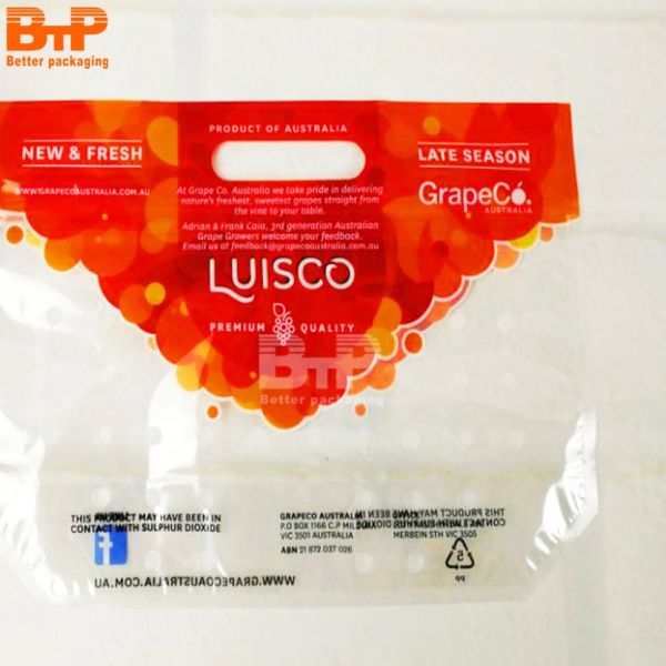 The OEM Fruit Packaging Bag Orange Clear Plastic Bag With Holes and Zipper for Fruit Packing