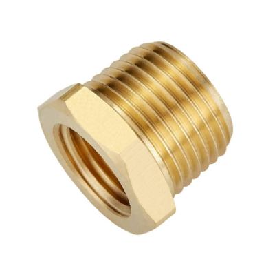 1/2 NPT Male X 1/8 NPT Female Brass Hex Bushing , ASME B1.20.1 Hexagon Bushing