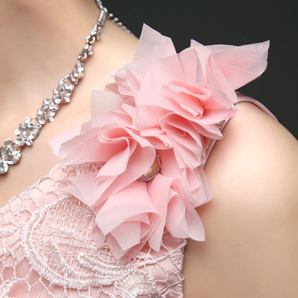 Factory Wholesale Bridesmaids Dress One Shoulder Lace Flower Butterfly Cute Dress