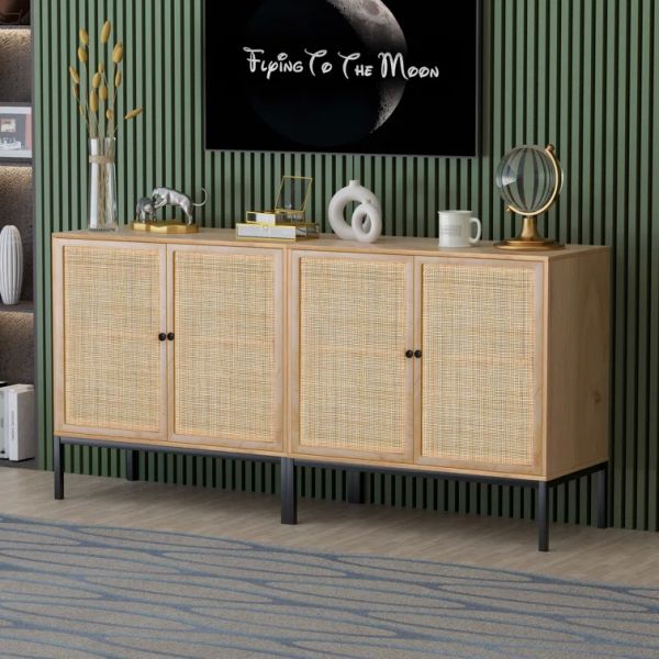 Decorative MDF Slat Wood Cabinet Sideboard Kitchen Apartment