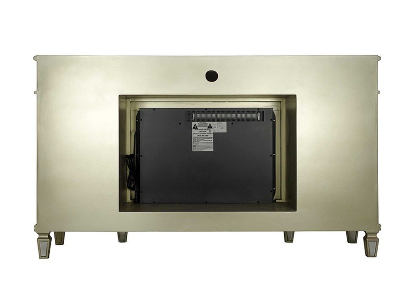 Luxury Silver Mirror Finish Electric Fireplace TV Stand with MDF Construction and 59''X20''X35'' Size