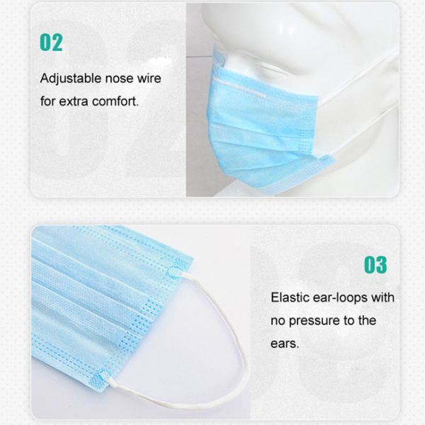 Capillary Structure 3 Ply Surgical Face Mask , Non Flammable Disposable Medical Mask