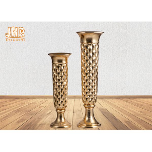 Trumpet Shape Floor Vases Homewares Decorative Items Gold Leafed Fiberglass Table Vases