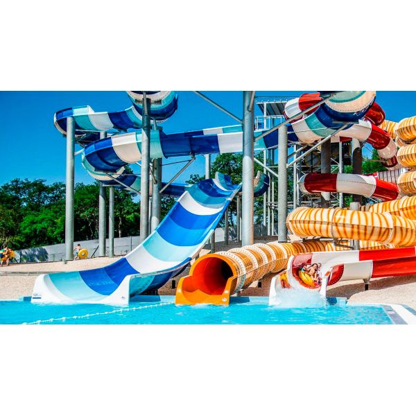 Коммерческий аквапарк бассейн дизайн радужные стекловолокно слайд