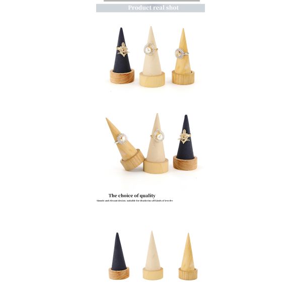 Compact Cone Shaped Wooden Bracelet Display Stand for Bangle Watch Exhibition