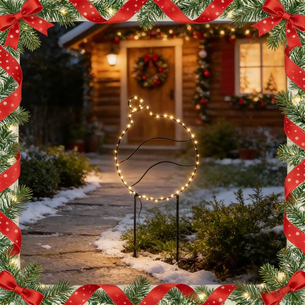 outdoor iron powder-coated 33cm string light with 1.4mm pvc cable (battery-powered christmas decor