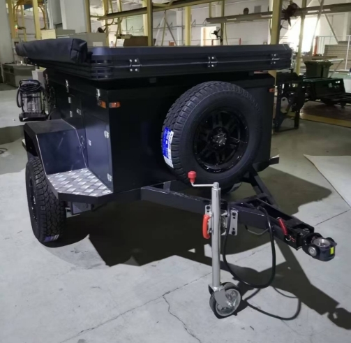 Mini Off-Road Dual Axle Electric Roof Camper Trailer Small Hybrid Caravan RV 4x4 Carport with Tent for 4x4 Vehicles