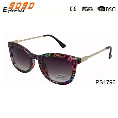 Unisex  plastic sunglasses   with  metal temples, special retro designer stylish, UV400 lens