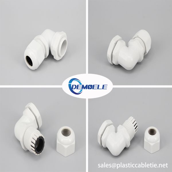 DEMOELE New Material black and grey white IP68 waterproof Nylon Right Angle Cable Glands with CE certificate