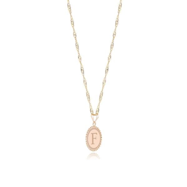 18K Gold ‘F’ Pendant Necklac
