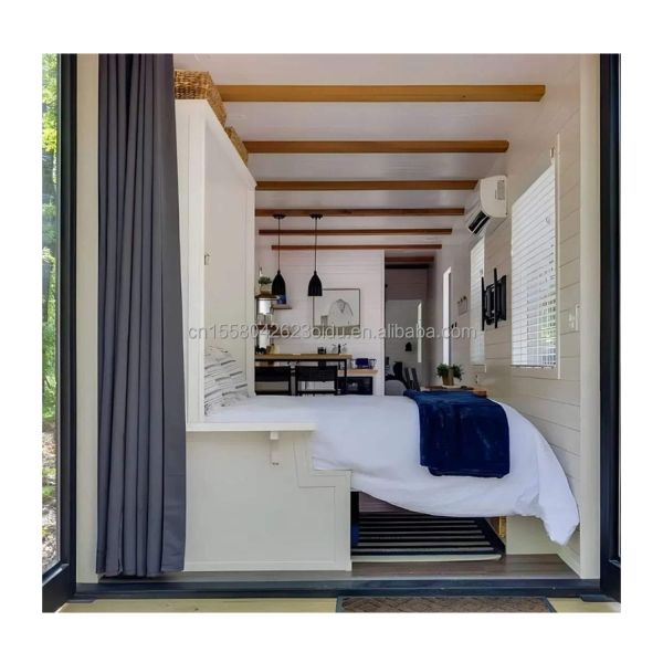 Main Structure Galvanized Steel Square Tubes Wooden Container Family House European Union Australia 40ft 2 Bedroom 1 Hall