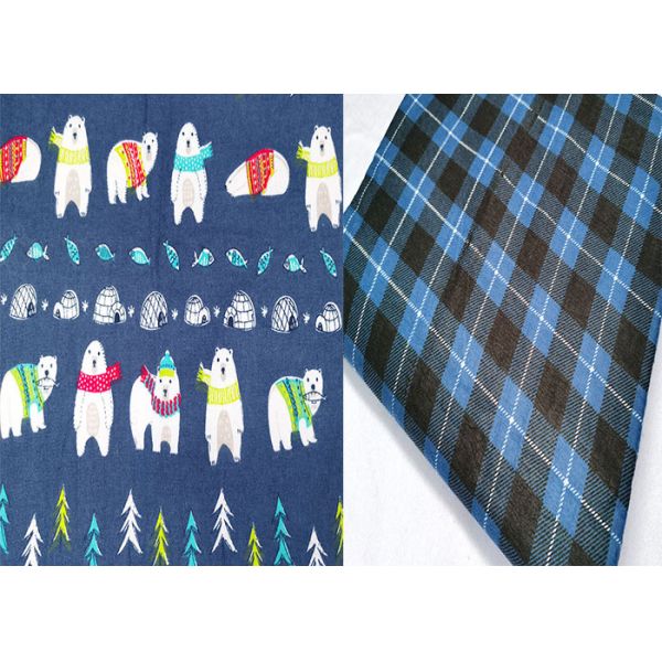 All Cotton Grid Printed Cotton Flannel Cloth Custom Dyed 20*10
