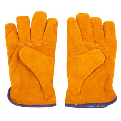 Winter Fleece Lined Leather Gloves  Yellow High Temperature BBQ Gloves