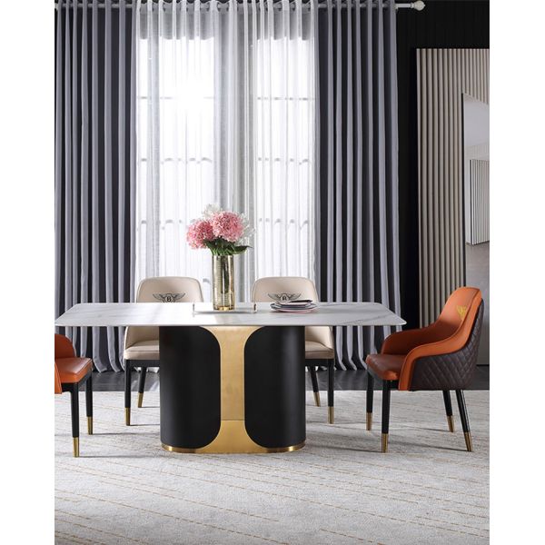 Synthetic Leather Optional Dining Room Chair with Durable Solid Wood Leg and Stainless Steel Frame Nordic Luxury Design
