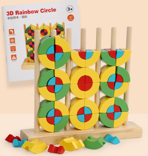 Segurança Educativa Montessori Jogos Preescolares Rainbow Blocks Stacker Não Tóxico