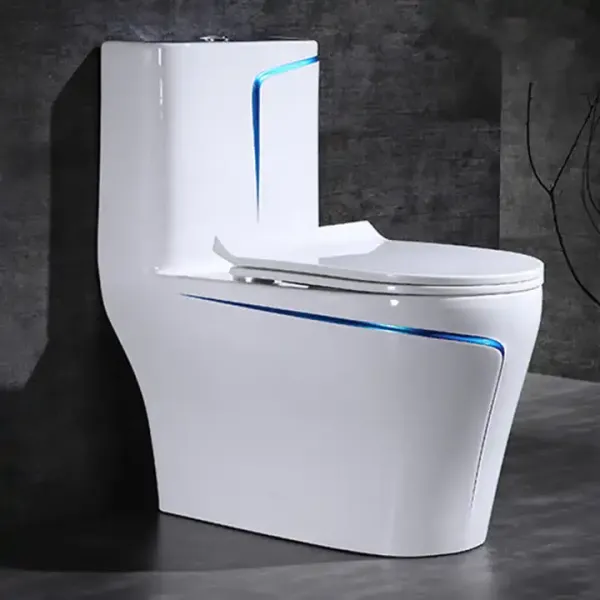 Sanitary Ware One Piece Bathroom Toilets White Ceramic Manual Button