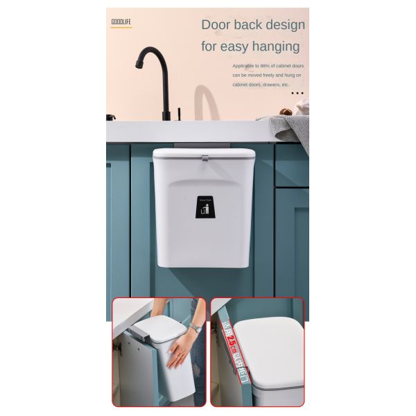 Home Cabinet Door Toilet Bathroom Living Room Kitchen Hanging Creative Sanitary Bucket Wastebasket Slide Wall Hanging Trash Can