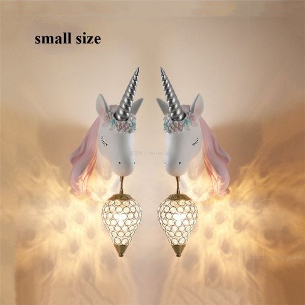 Creative Cartoon Unicorn Lamp Pink Children's Room Decor Unicorn Beside Wall Lamp (WH-VR-73)