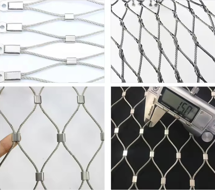 AISI SS316 Ferrule Diamond Stainless Steel Wire Rope Mesh Netting для балюстрады