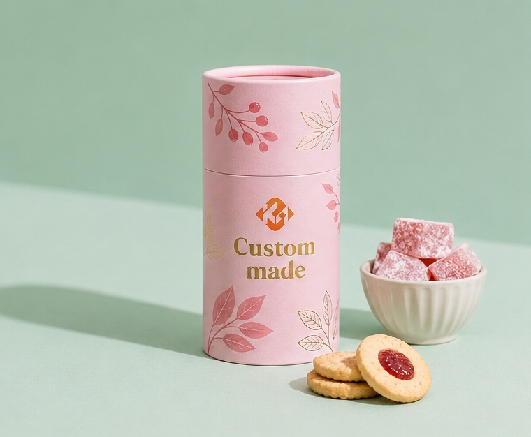 Food Grade Recyclable Kraft Round Paper Tube Gold Print  Food Packaging Paper Core
