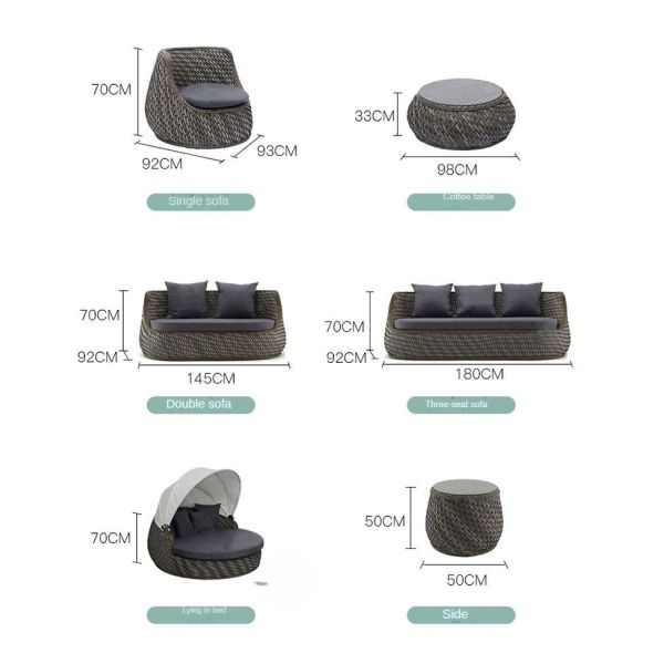 High-End Hand Knitted Chair Outdoor Villa Hotel Garden PE Rattan Sofa And Table Set