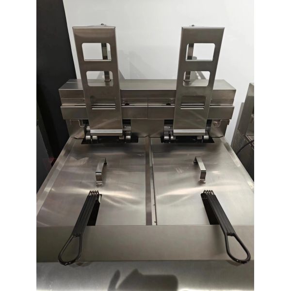 Автоподъемный электрический двойной горшок 28 кВт чипсы открытый фритюрник с системой фильтрации масла