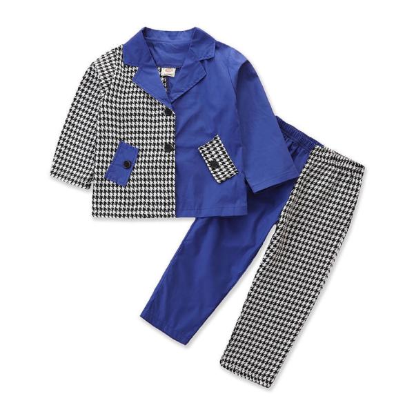 Children'S Outfit Sets Girls Houndstooth Stitching Suit Kids Girls Fashion 2-Piece Set