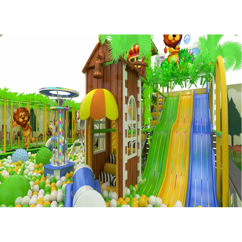 Custom Pastel Macaron Indoor Entertainment Park Light Luxury Cartoon Style 6 in 1 Family Play Zones System