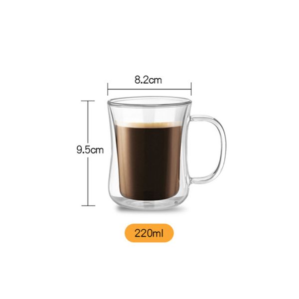 Heat Resistant Borosilicate Double Wall Glass Coffee Mugs