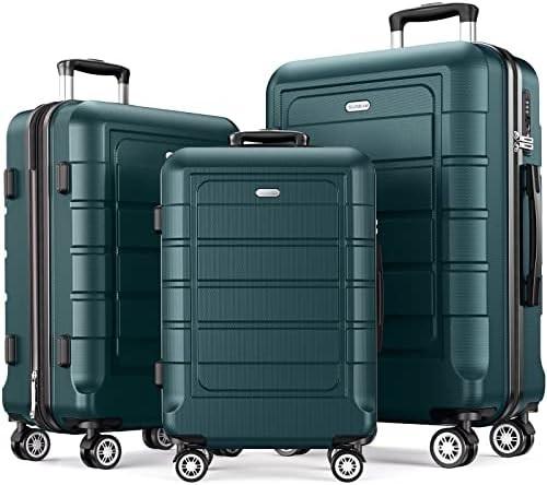 Luggage Sets Expandable PC+ABS Durable Suitcase Double Wheels TSA Lock 3pcs Red Wine